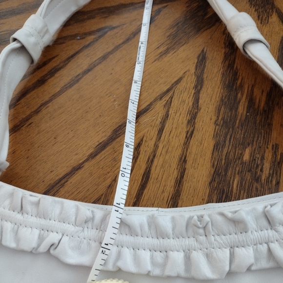 Marco Buggiani Shoulder Bag Leather Ruched Detail Italian White Small - Picture 9 of 12
